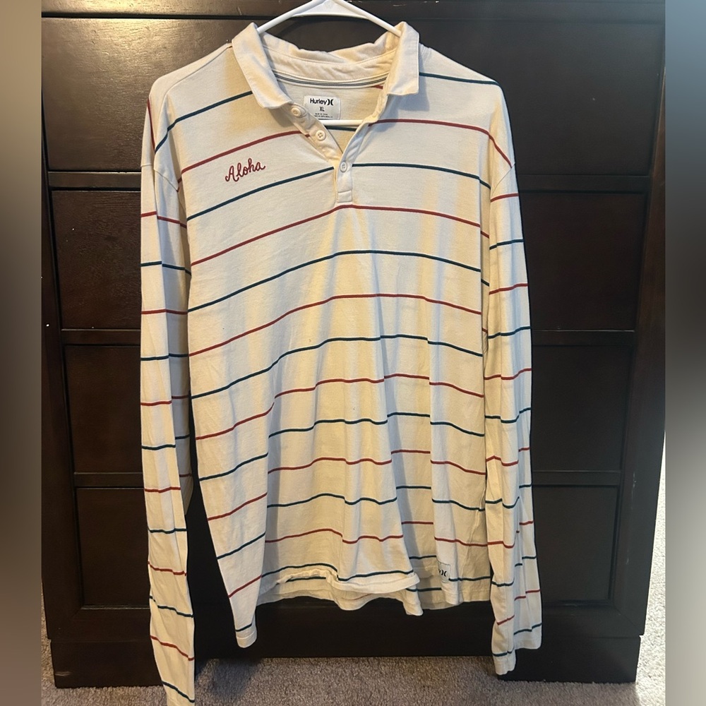 Hurley Red White and Blue Polo Long Sleeve
